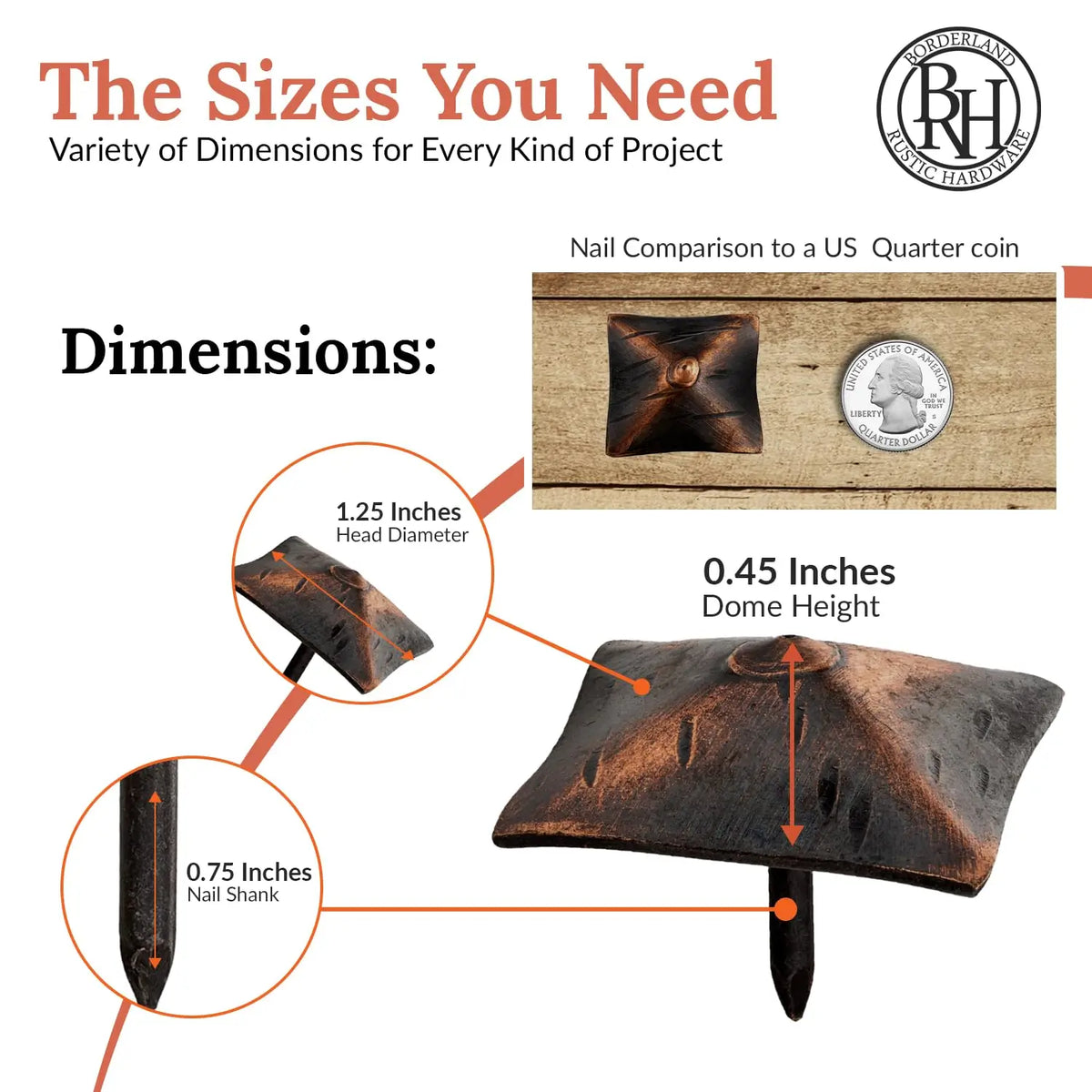 Barn Door Series | 1.25" Square Pyramid Decorative Nails &amp; Clavos