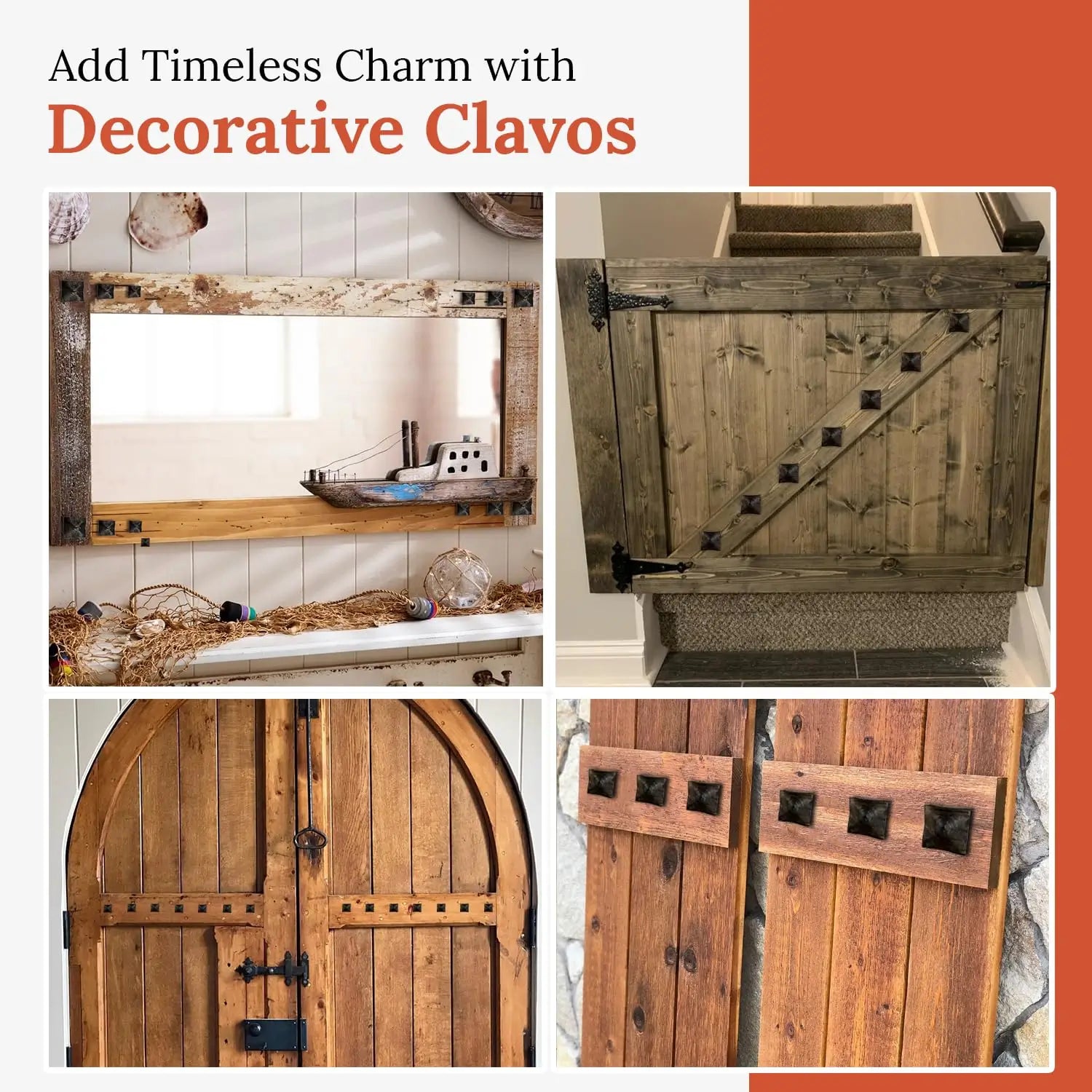 Barn Door Series | 1.5" Square Pyramid Decorative Nails & Clavos
