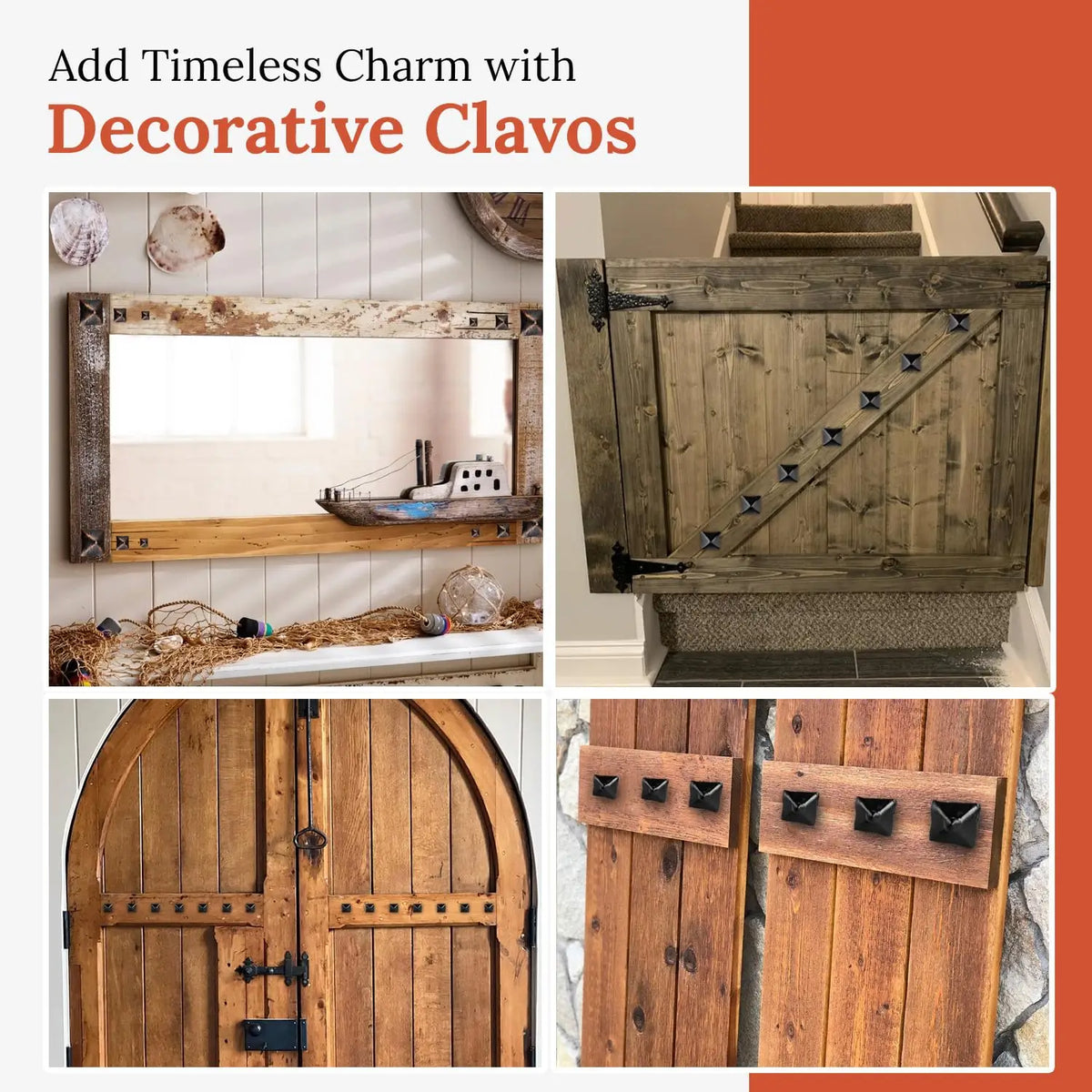 Barn Door Series | 1" Square Pyramid Decorative Nails &amp; Clavos