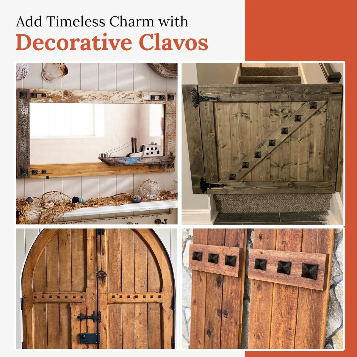 Barn Door Series | 1" Square Pyramid Decorative Nails &amp; Clavos