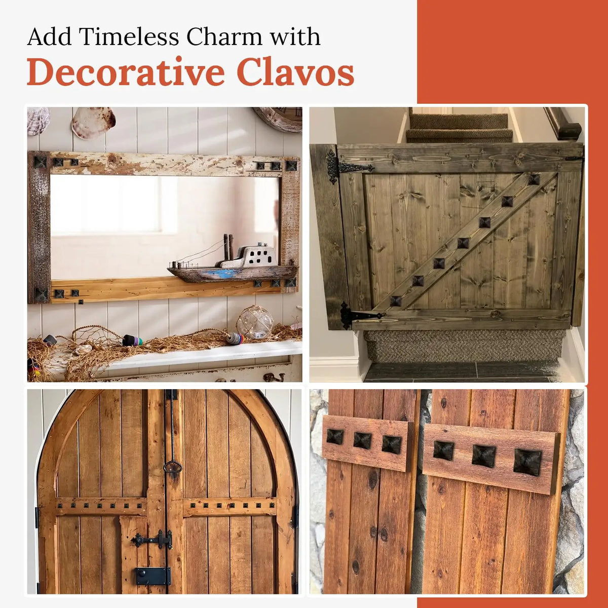 Barn Door Series | 1.25" Square Pyramid Decorative Nails &amp; Clavos