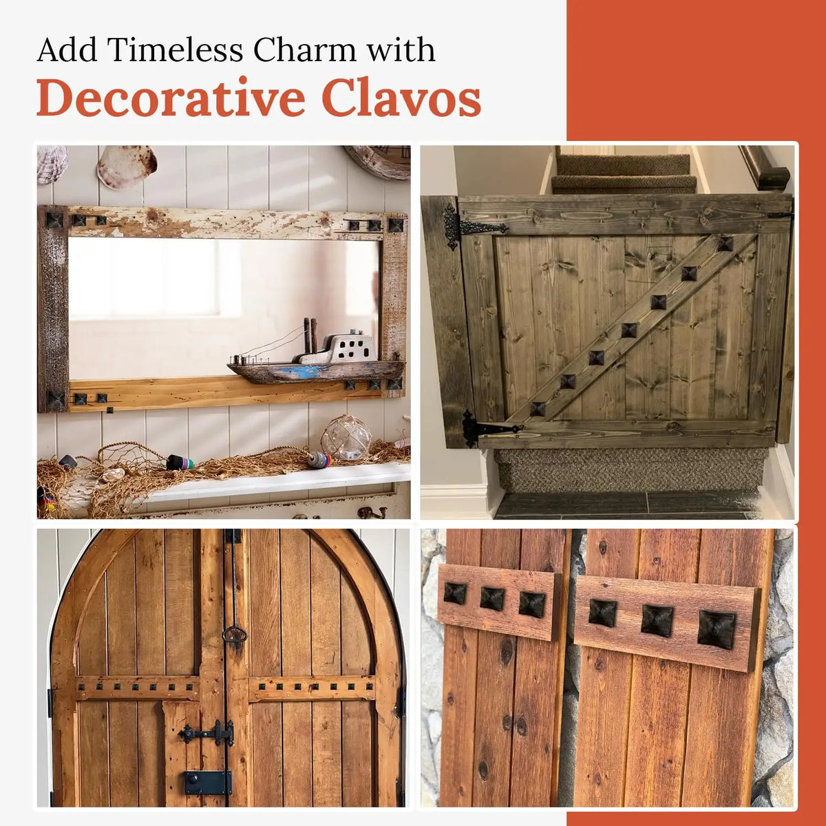 Barn Door Series | 1" Square Pyramid Decorative Nails &amp; Clavos