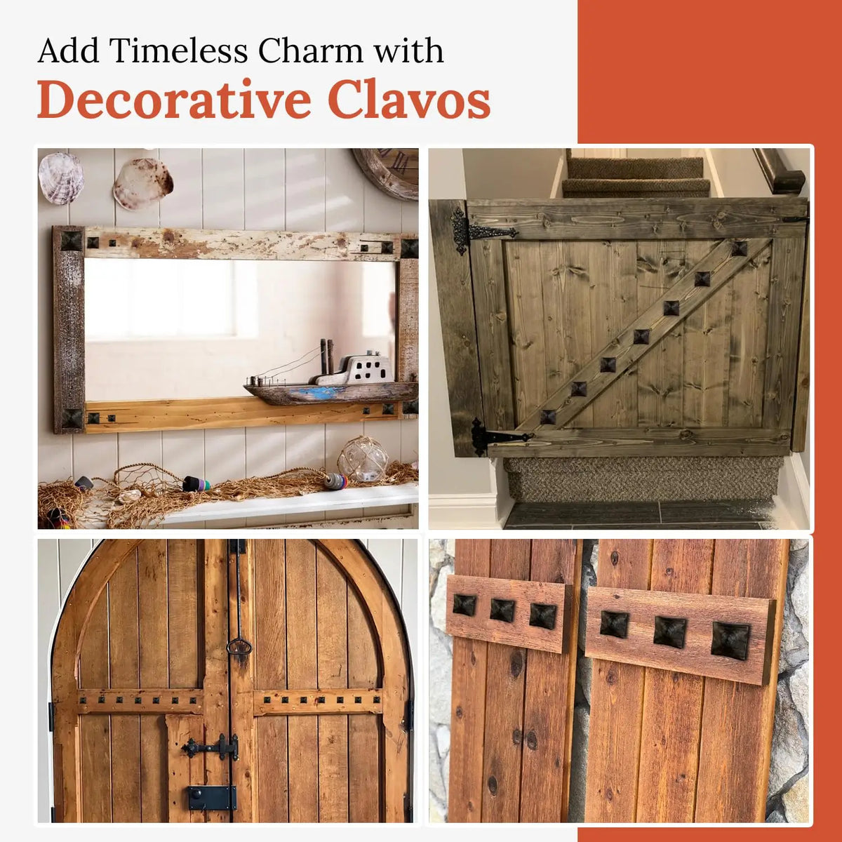 Barn Door Series | 1.25" Square Pyramid Decorative Nails &amp; Clavos
