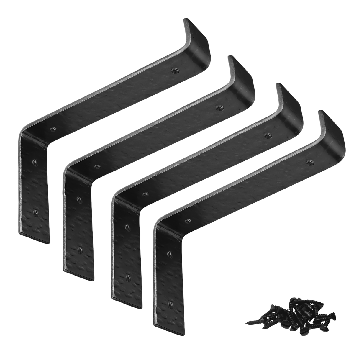 Wall Shelf Brackets Heavy Duty Support 7 inch by 4 inch Hand Forged Wrought Iron for Open Shelves in Hallways, Kitchens, Closets &amp; Garages - The Barn House Series