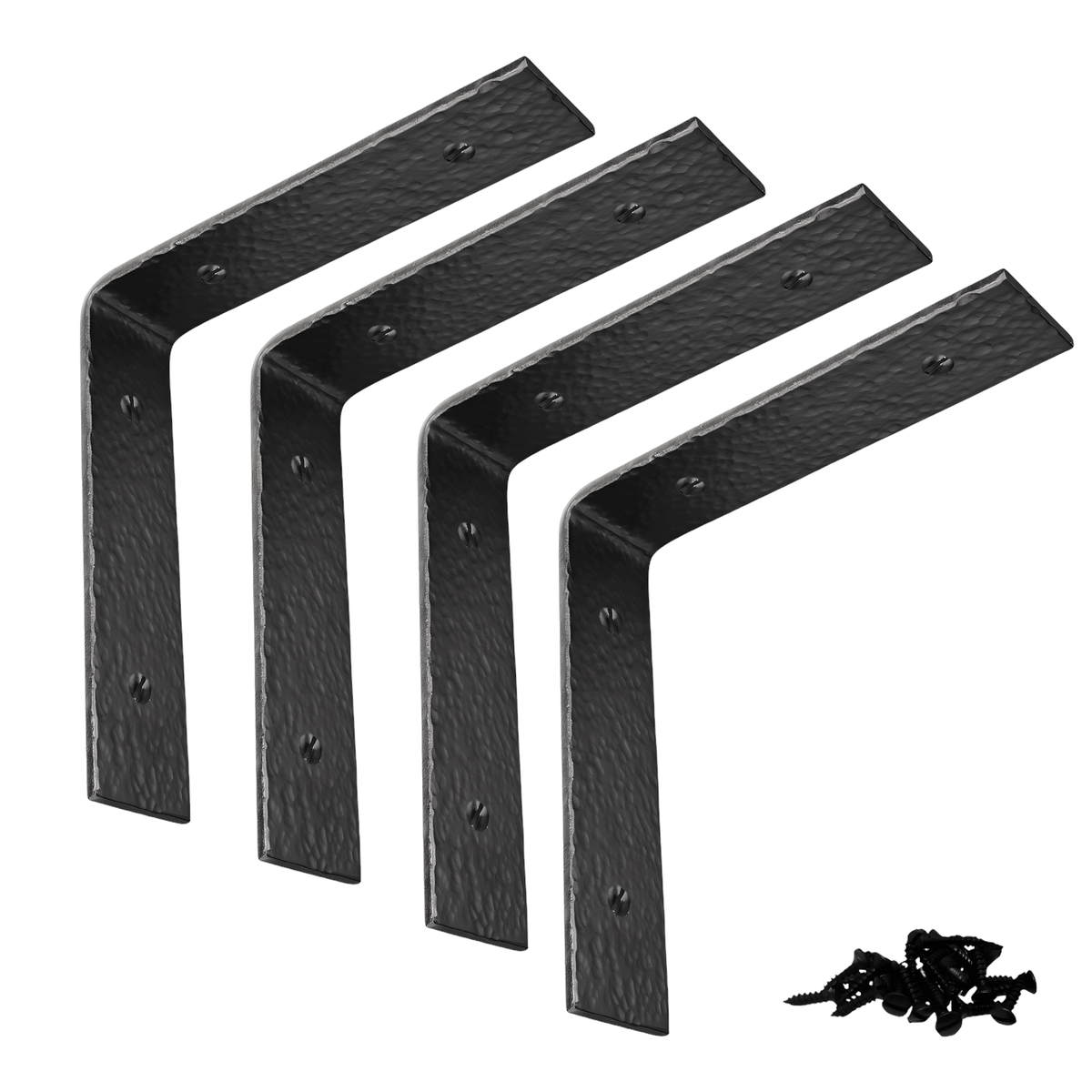 Wall Shelf Brackets Heavy Duty Support 6 inch by 6 inch Hand Forged Wrought Iron for Open Shelves in Hallways, Kitchens, Closets &amp; Garages - The Barn House Series