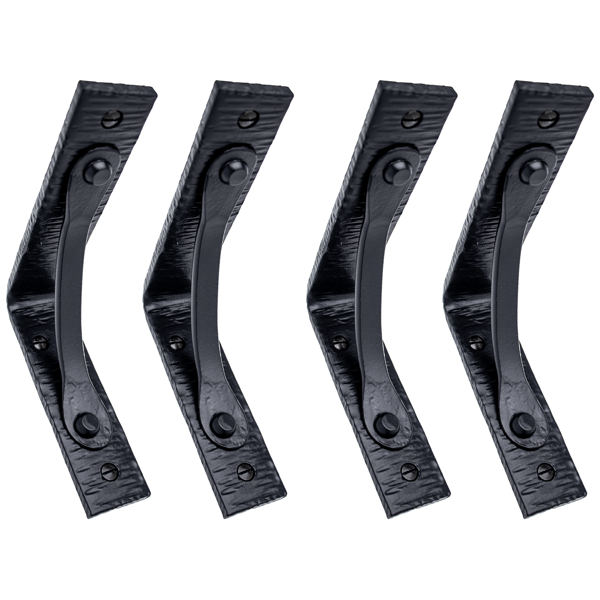 Wall Shelf Brackets Heavy Duty Support 5 inch by 4 inch Hand Forged Wrought Iron for Open Shelves in Hallways, Kitchens, Closets & Garages - The Farmhouse Series
