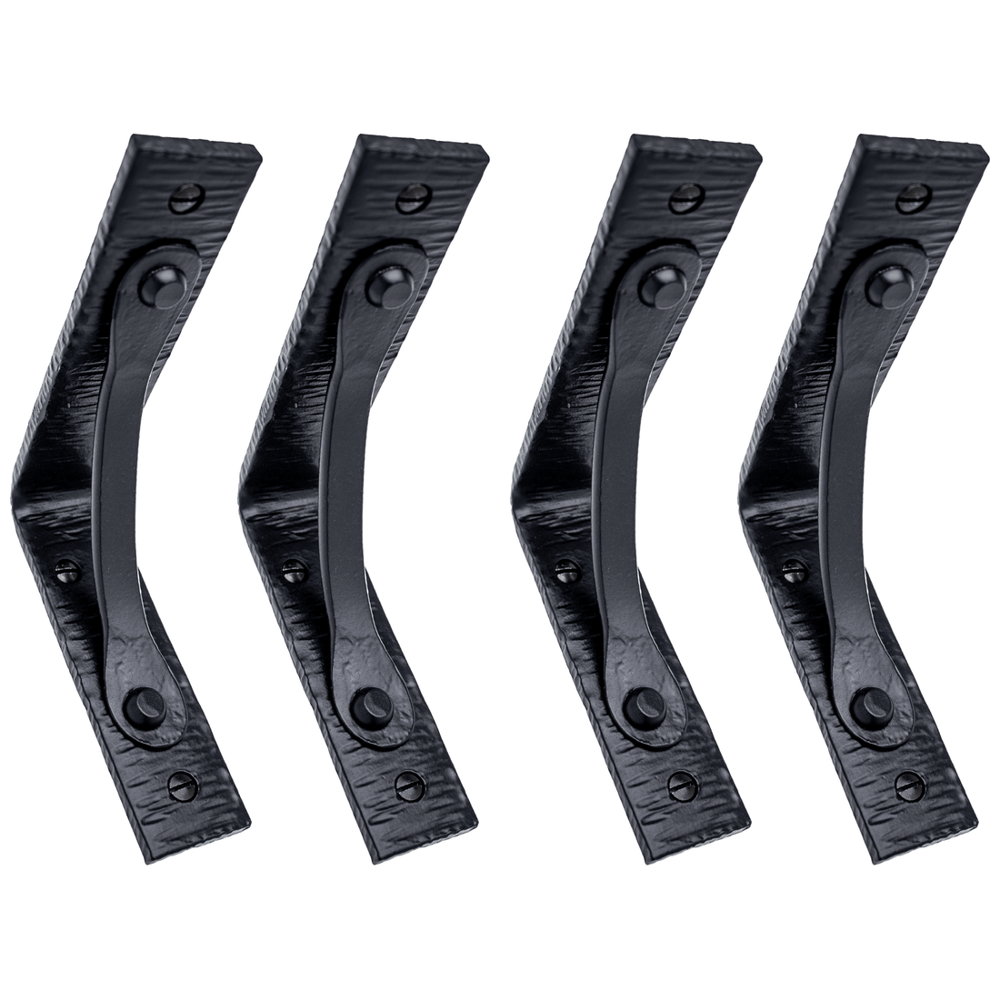 Wall Shelf Brackets Heavy Duty Support 5 inch by 4 inch Hand Forged Wrought Iron for Open Shelves in Hallways, Kitchens, Closets & Garages - The Farmhouse Series
