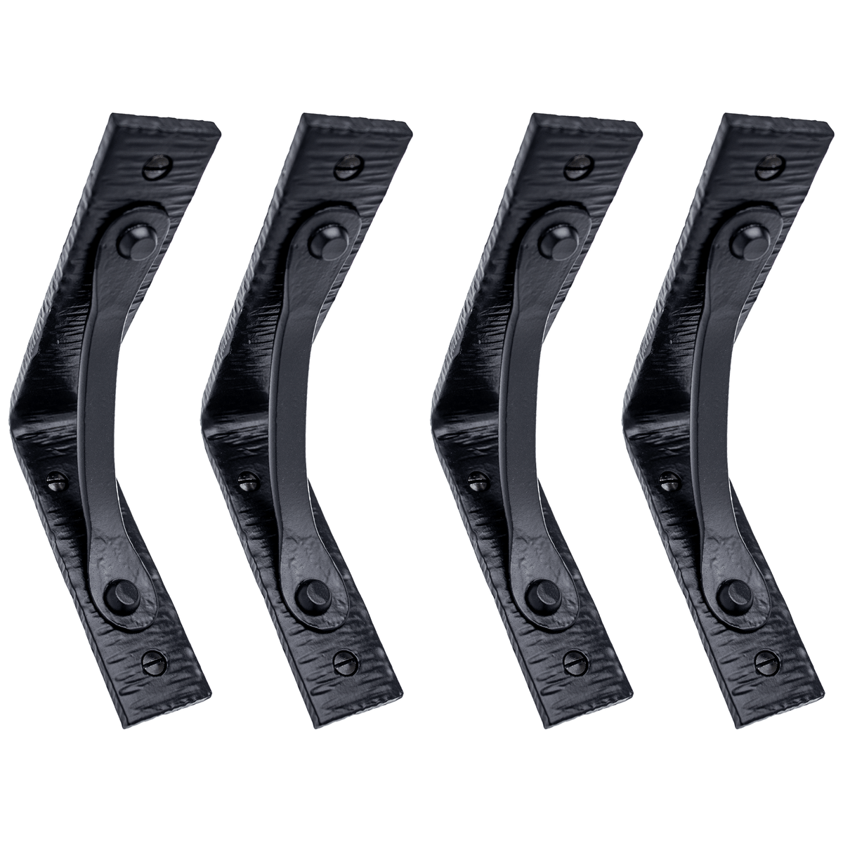 Wall Shelf Brackets Heavy Duty Support 5 inch by 4 inch Hand Forged Wrought Iron for Open Shelves in Hallways, Kitchens, Closets &amp; Garages - The Farmhouse Series