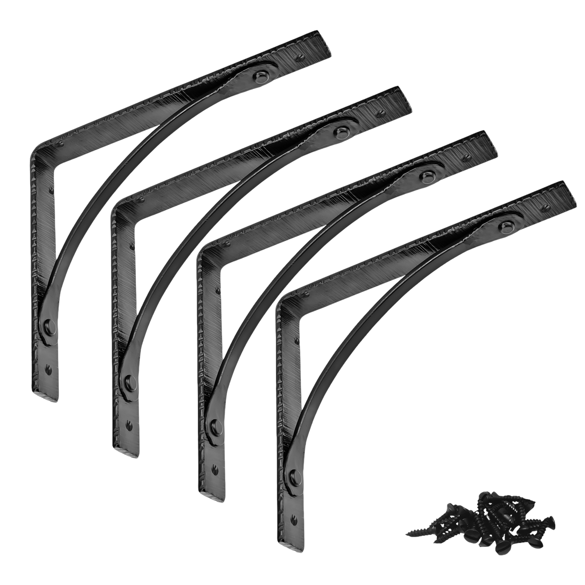 Wall Shelf Brackets Heavy Duty Support 10 inch by 8 inch Hand Forged Wrought Iron for Open Shelves in Hallways, Kitchens, Closets &amp; Garages - The Farmhouse Series