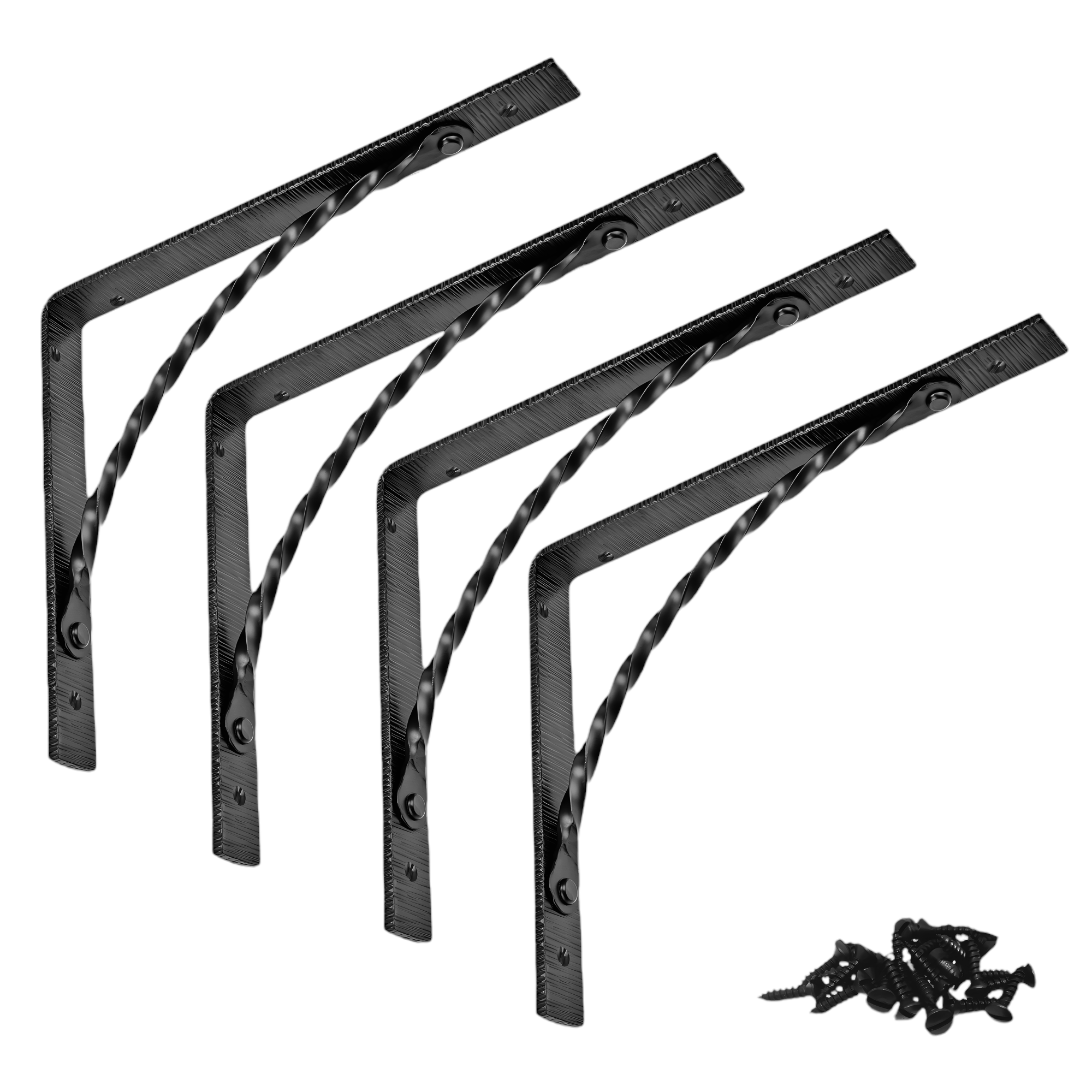 Wall Shelf Brackets Heavy Duty Support 10 inch by 8 inch Hand Forged Wrought Iron for Open Shelves in Hallways, Kitchens, Closets & Garages - The Hacienda Series