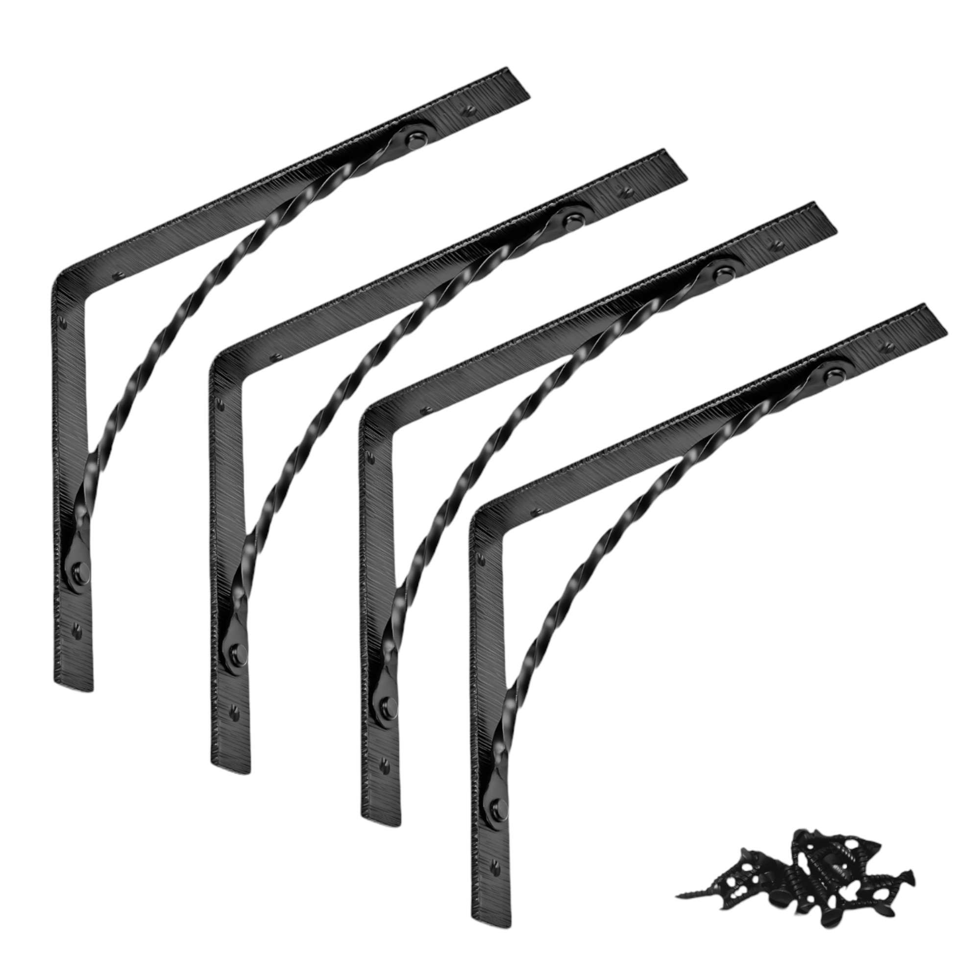 Wall Shelf Brackets Heavy Duty Support 12 inch by 10 inch Hand Forged Wrought Iron for Open Shelves in Hallways, Kitchens, Closets & Garages - The Hacienda Series