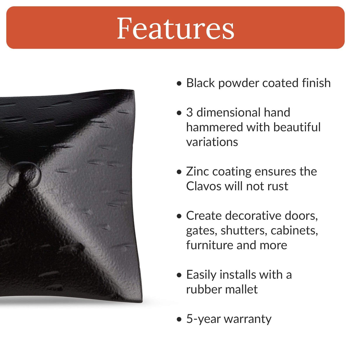 Barn Door Series | 2&quot; Square Pyramid Decorative Nails &amp; Clavos