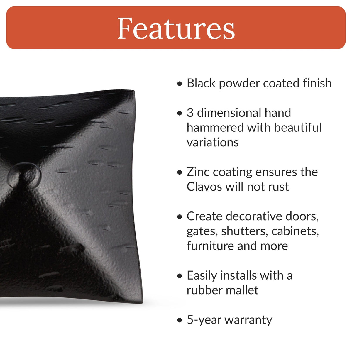 Barn Door Series | 1.25&quot; Square Pyramid Decorative Nails &amp; Clavos