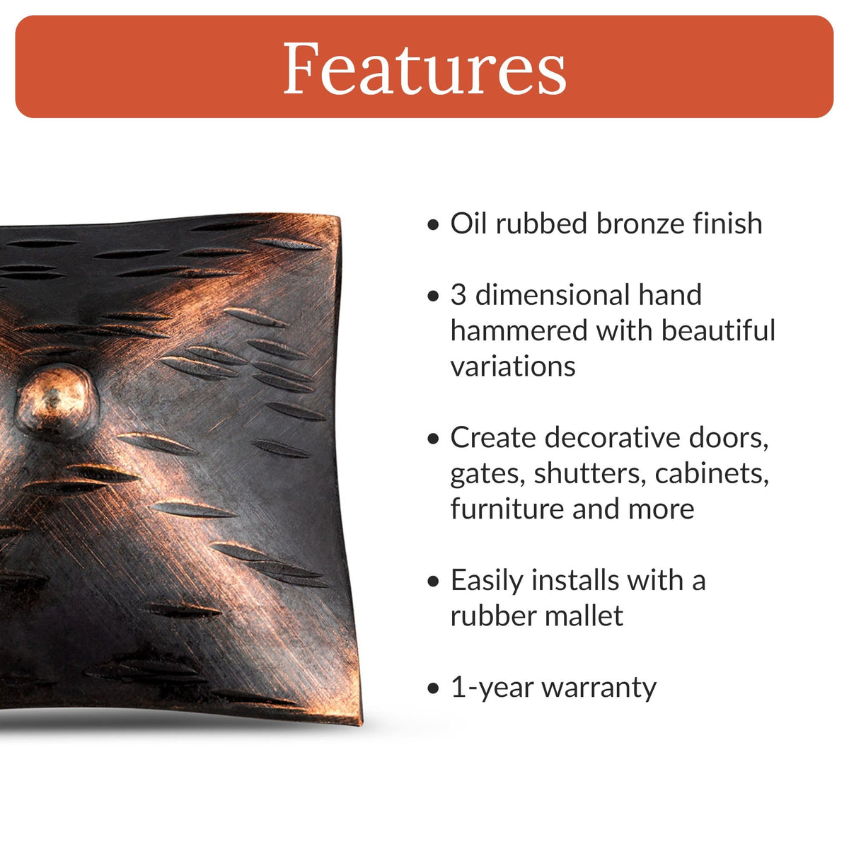 Barn Door Series | 1&quot; Square Pyramid Decorative Nails &amp; Clavos