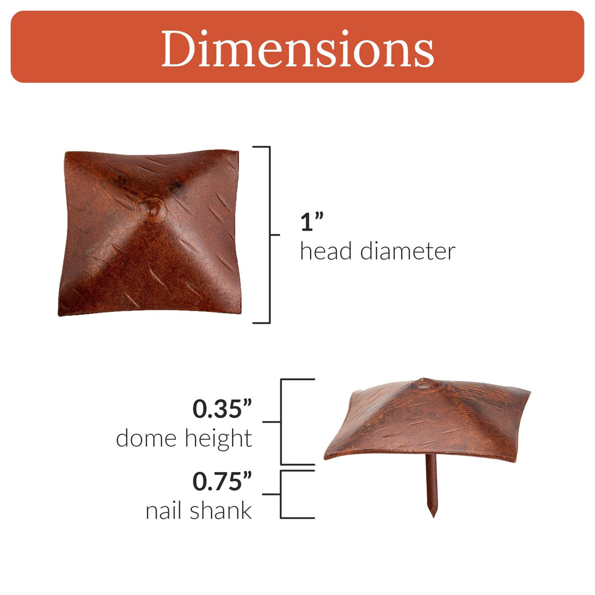 Barn Door Series | 1&quot; Square Pyramid Decorative Nails &amp; Clavos