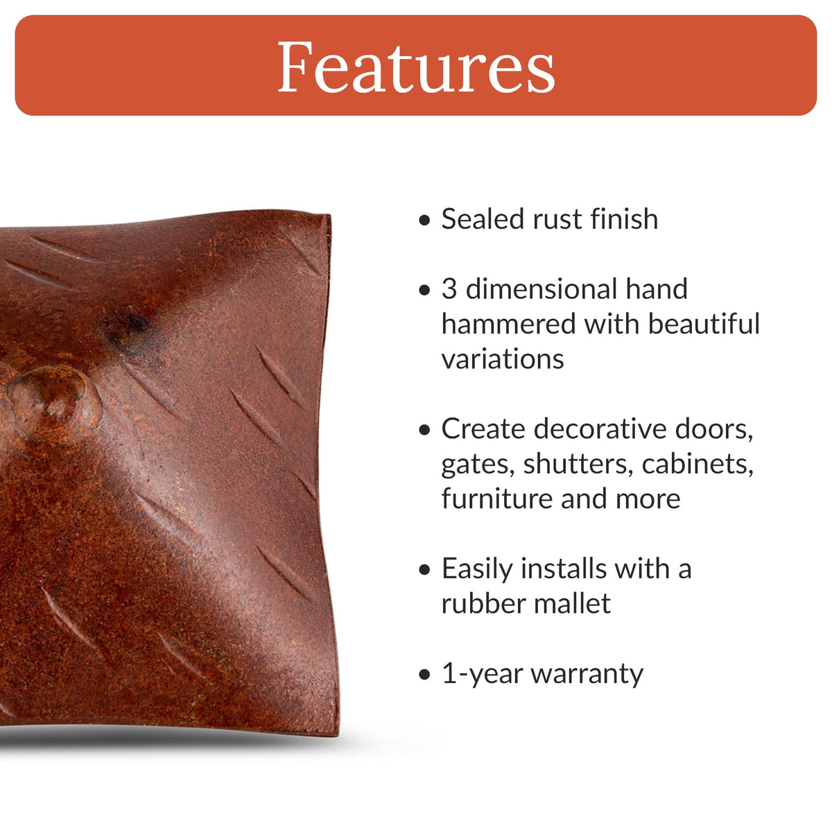 Barn Door Series | 1.25&quot; Square Pyramid Decorative Nails &amp; Clavos