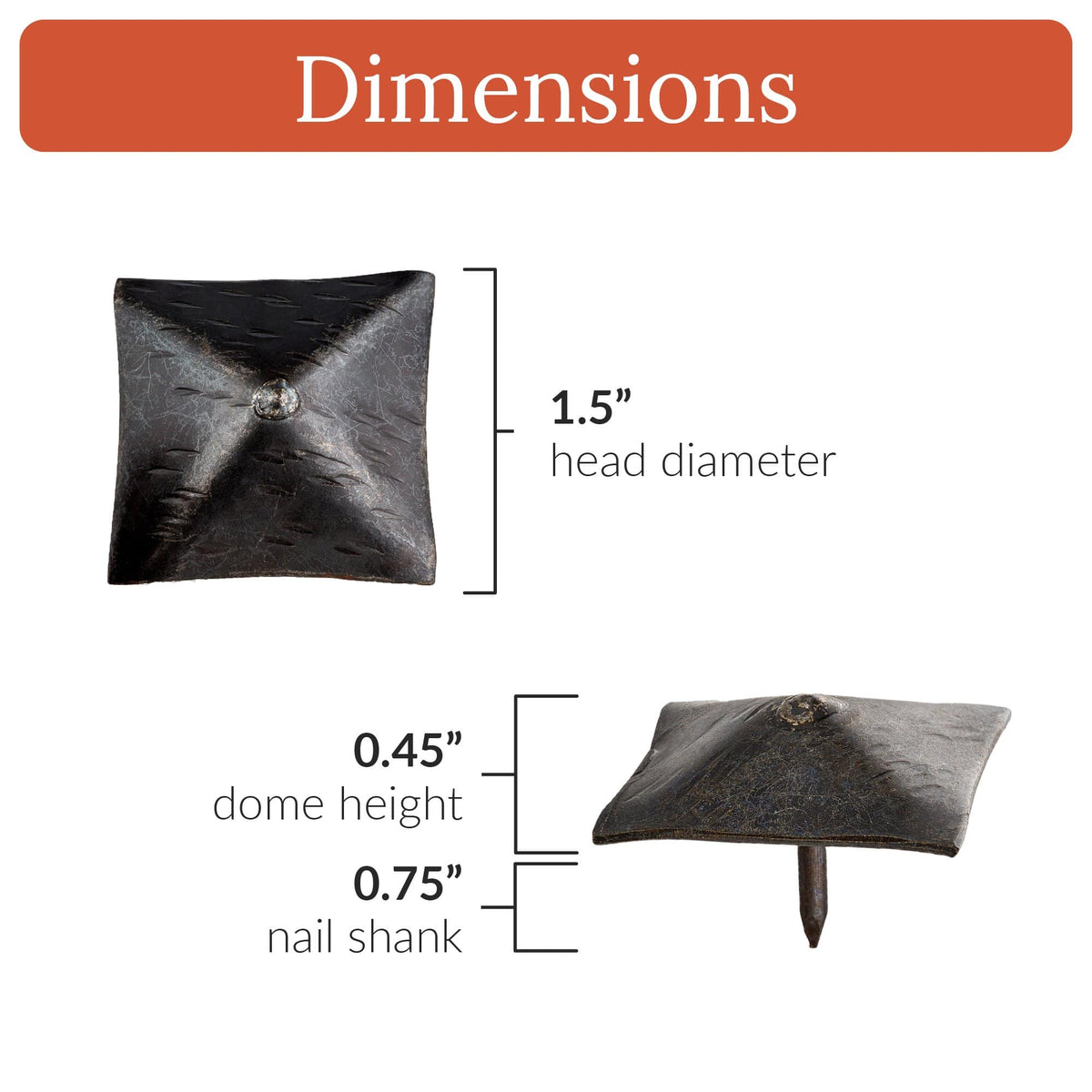 Barn Door Series | 1.5&quot; Square Pyramid Decorative Nails &amp; Clavos