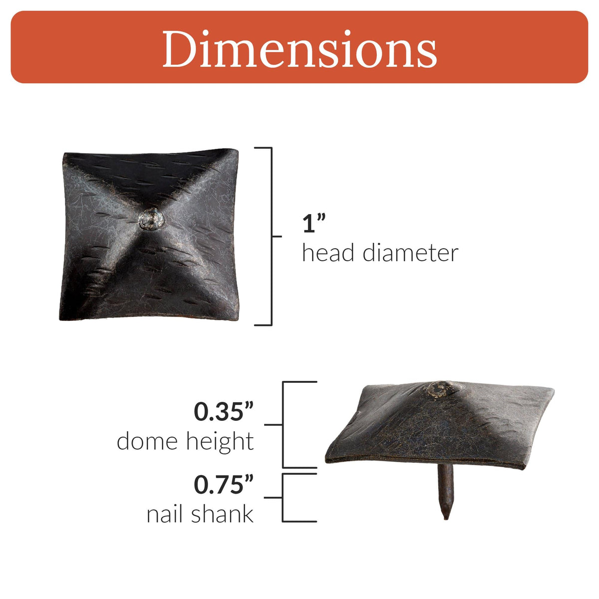 Barn Door Series | 1&quot; Square Pyramid Decorative Nails &amp; Clavos