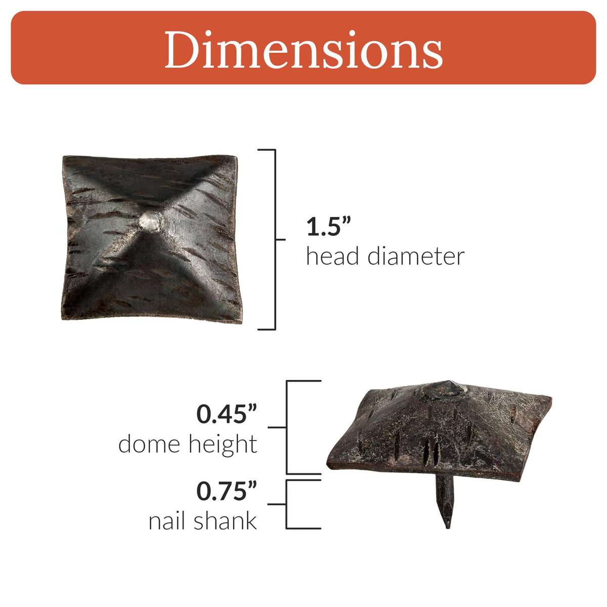 Barn Door Series | 1.5&quot; Square Pyramid Decorative Nails &amp; Clavos