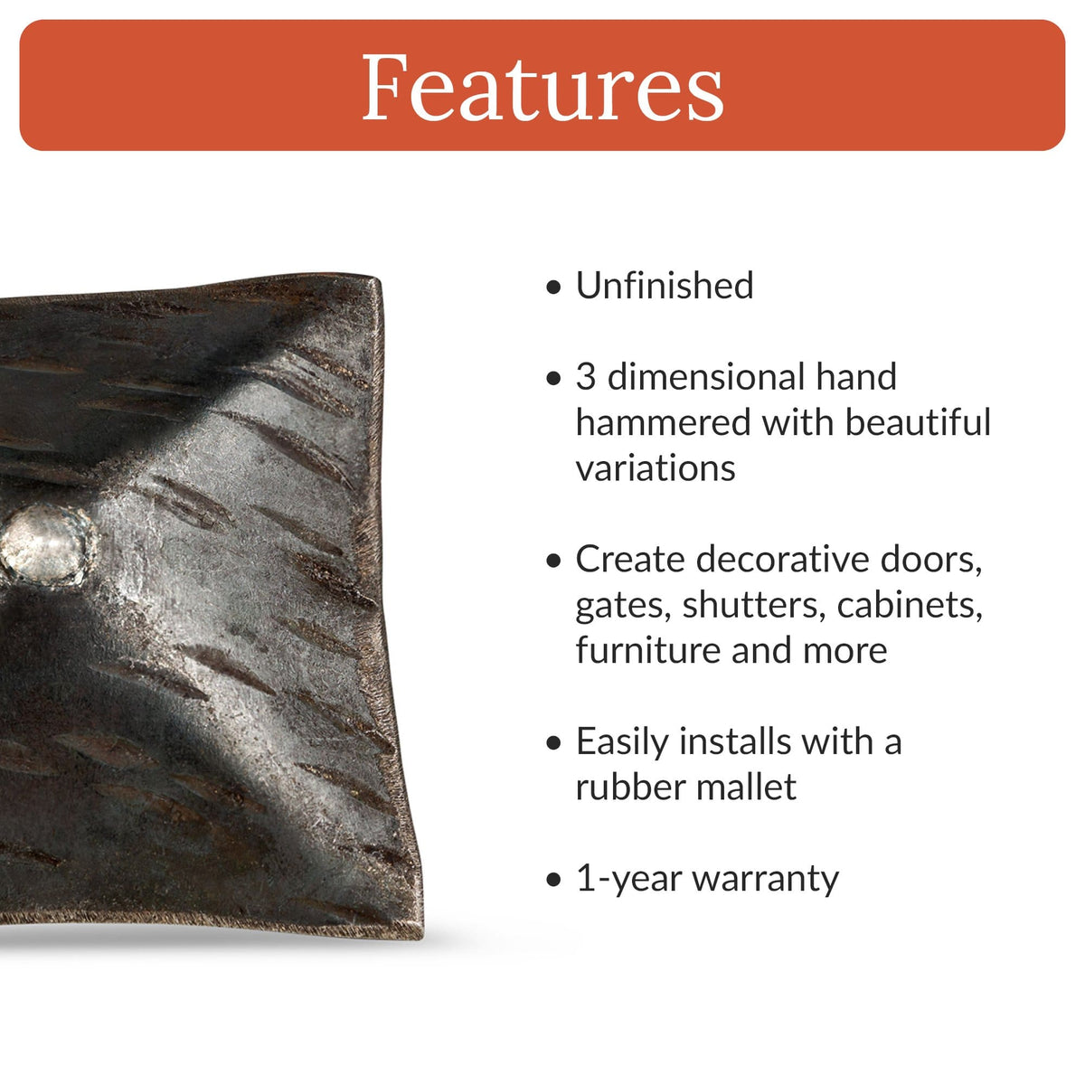 Barn Door Series | 1&quot; Square Pyramid Decorative Nails &amp; Clavos