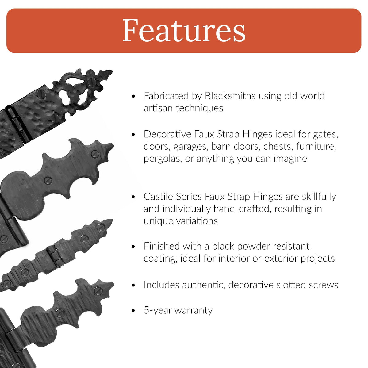 Castile Series | 7.5&quot; Hinge Strap