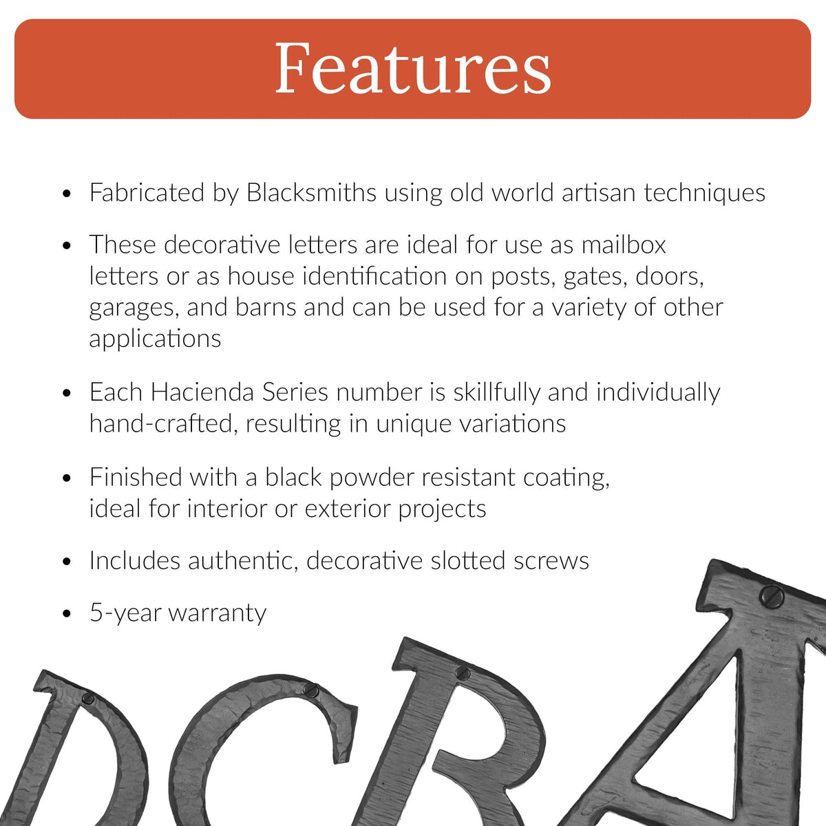 Hacienda Series | 6&quot; House Address Mailbox Letters