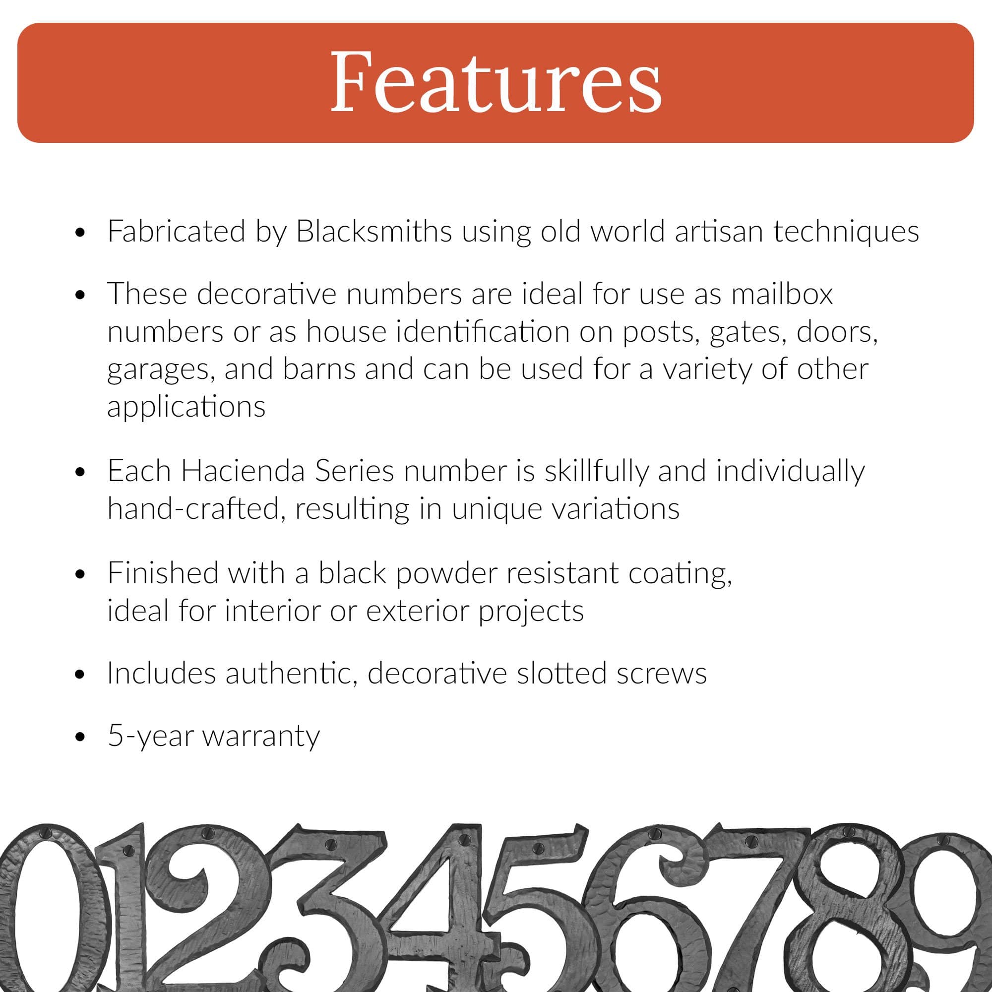 Hacienda Series | 6" House Address Mailbox Numbers