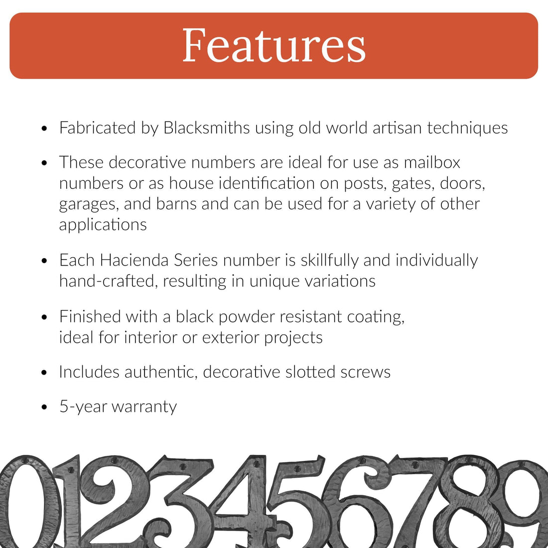 Hacienda Series | 6" House Address Mailbox Numbers